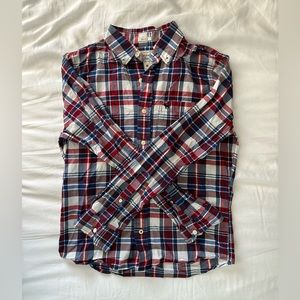 Medium Red, White & Blue Abercrombie & Fitch Casual Button Down